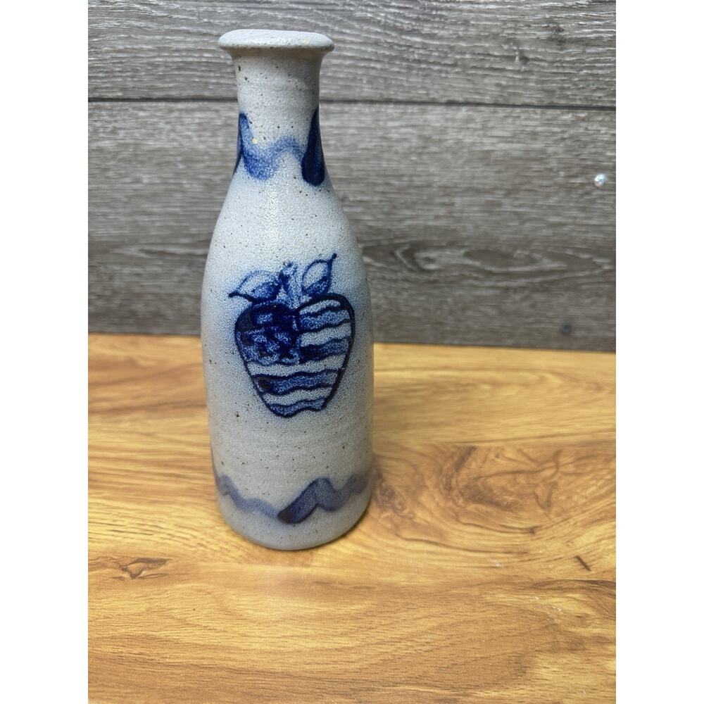 Vintage 1991 Rowe Pottery Works Salt Glazed Stoneware Bottle Handcrafted 8.5”